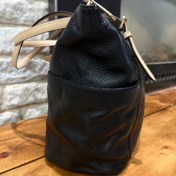 Michael Kors MK Handbag Jet Set Black Pebbled Leather Tote Bag LARGE EXCELLENT - Picture 4 of 14